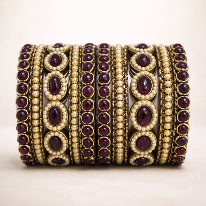 Shrikaa Wine Traditional Party Wear Bangles