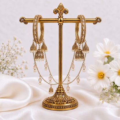 Shrikaa Antique Gold Multi-Chain Jhumka Bangles
