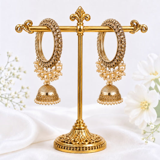 Shrikaa Antique Gold Bell Jhumka Bangles - View 1