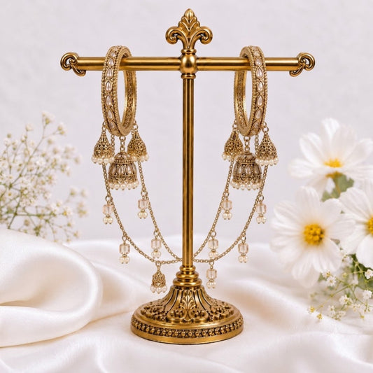 Shrikaa Antique Gold Multi-Chain Jhumka Bangles - View 1