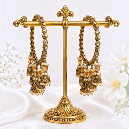 Shrikaa Antique Gold Multi-Drop Jhumka Bangles - View 1