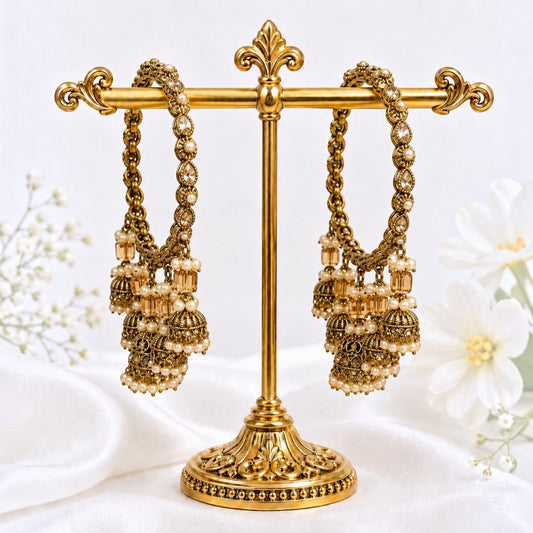 Shrikaa Antique Gold Multi-Drop Jhumka Bangles - View 1