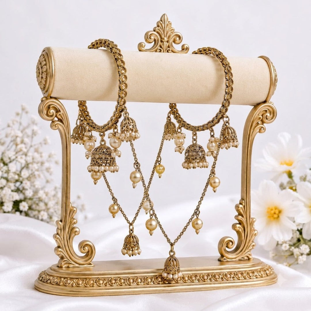 Shrikaa Antique Gold Multi-Strand Jhumka Necklace Set - View 1