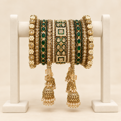 Shrikaa Bridal Bangle Set - Emerald Green