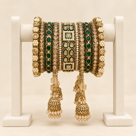 Shrikaa Bridal Bangle Set - Emerald Green