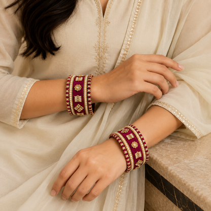 Shrikaa Velvet Bangles - Antique - worn view 2