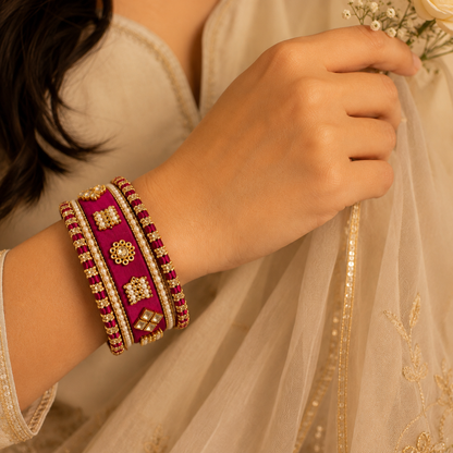 Shrikaa Velvet Bangles - Antique - worn view 3