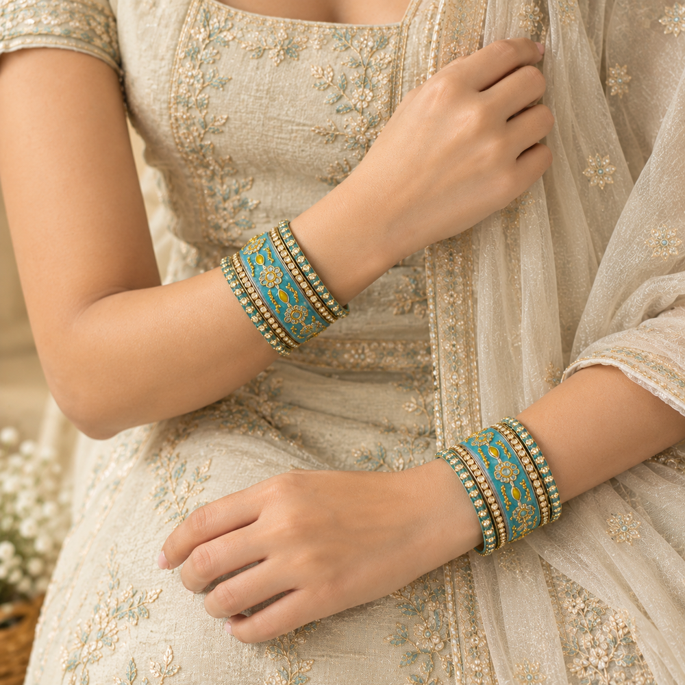 Shrikaa Velvet Bangles - Deluxe - worn view 1
