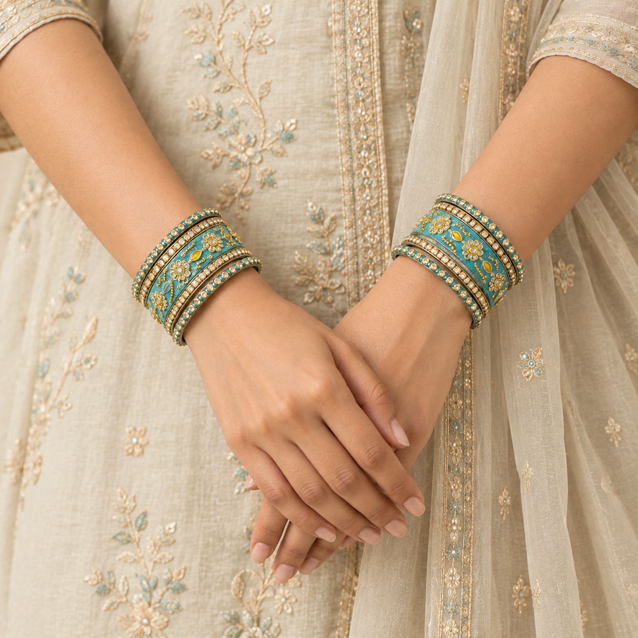 Shrikaa Velvet Bangles - Deluxe - worn view 2