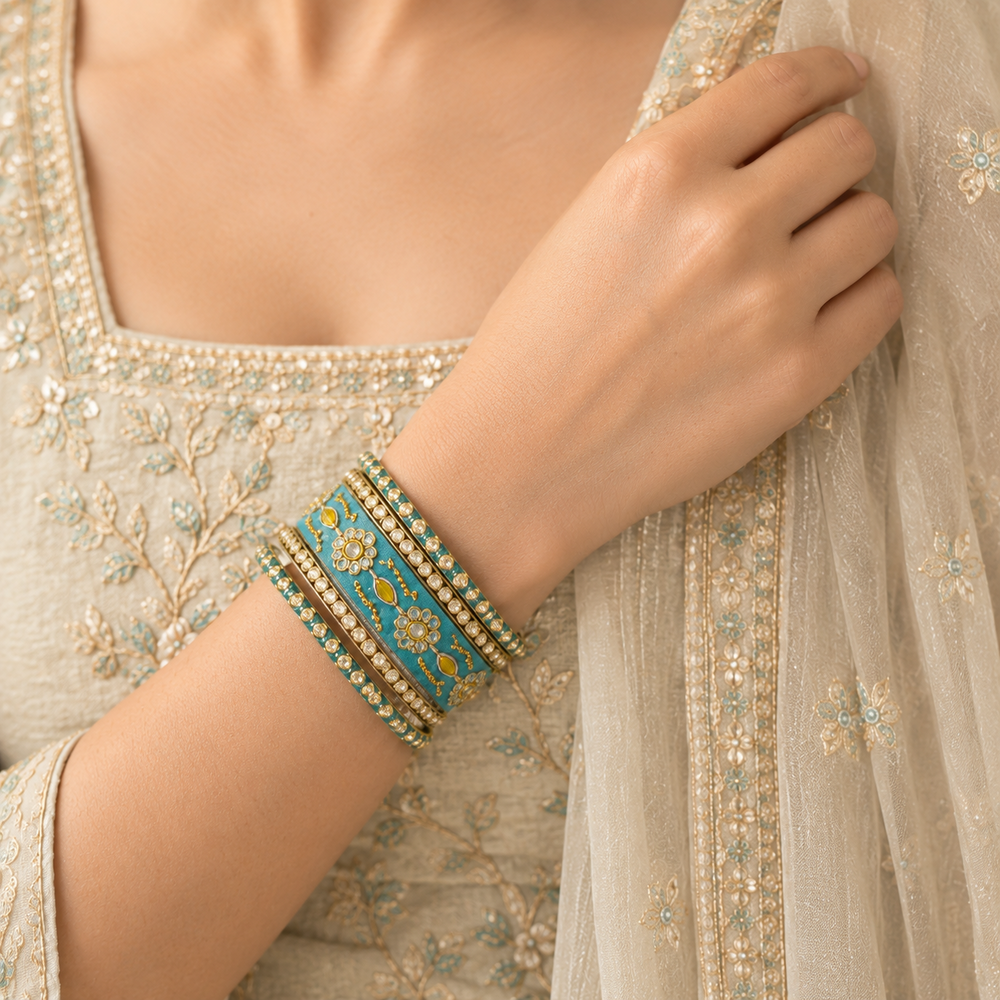 Shrikaa Velvet Bangles - Deluxe - worn view 3