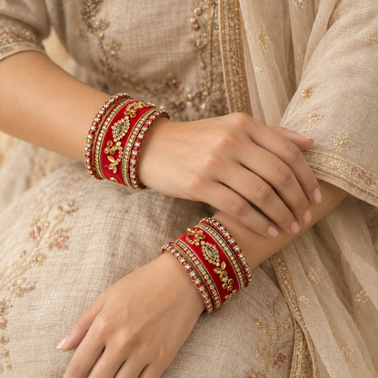 Shrikaa Velvet Bangles - Elegant - worn view 1