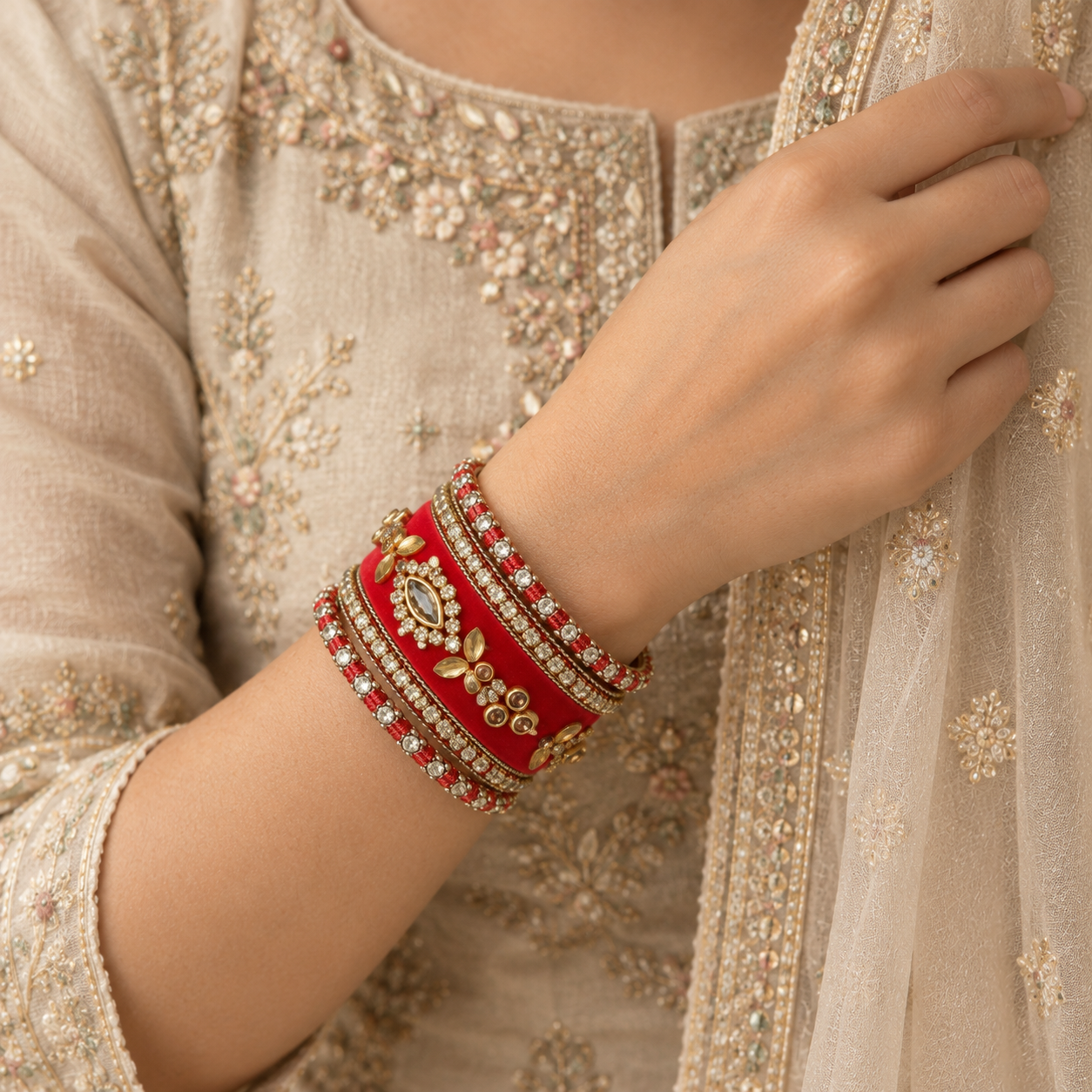 Shrikaa Velvet Bangles - Elegant - worn view 2