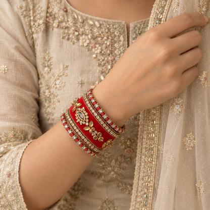 Shrikaa Velvet Bangles - Elegant - worn view 2