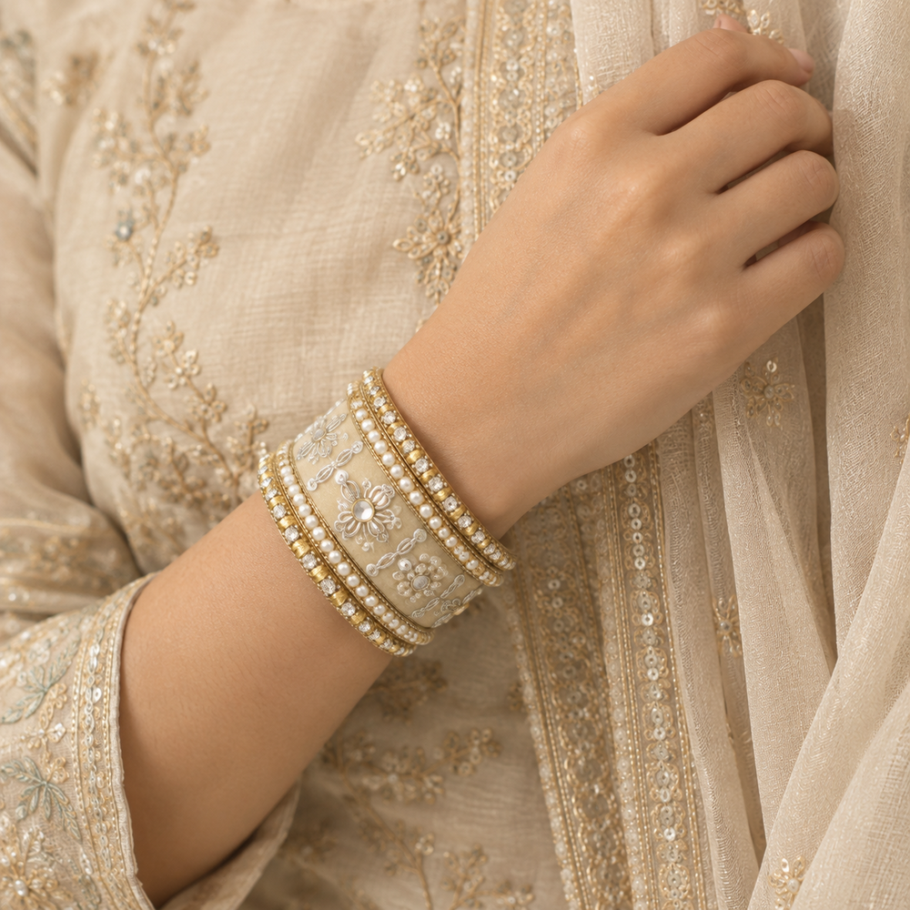 Shrikaa Velvet Bangles - Exquisite - worn view 1