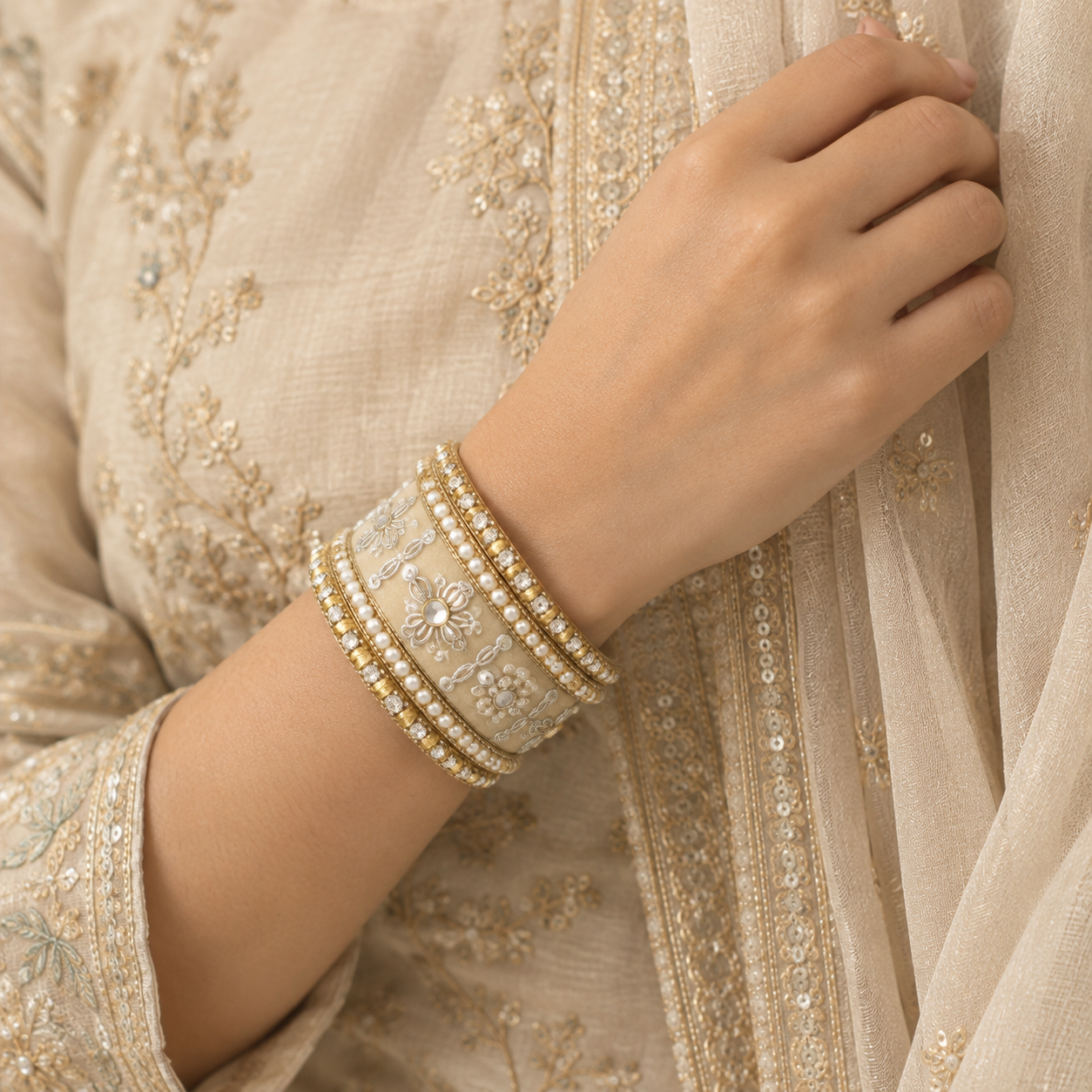 Shrikaa Velvet Bangles - Exquisite - worn view 1