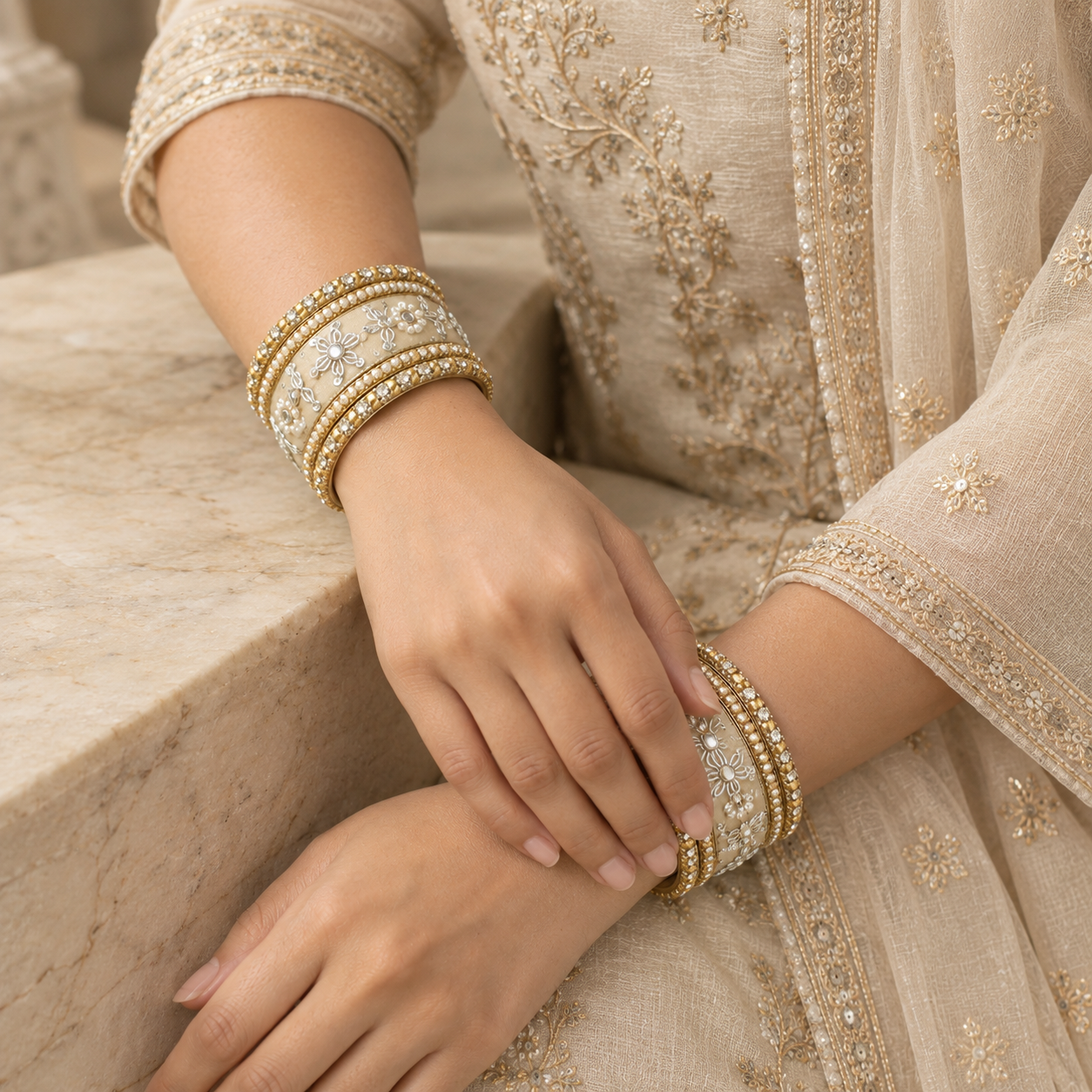 Shrikaa Velvet Bangles - Exquisite - worn view 2