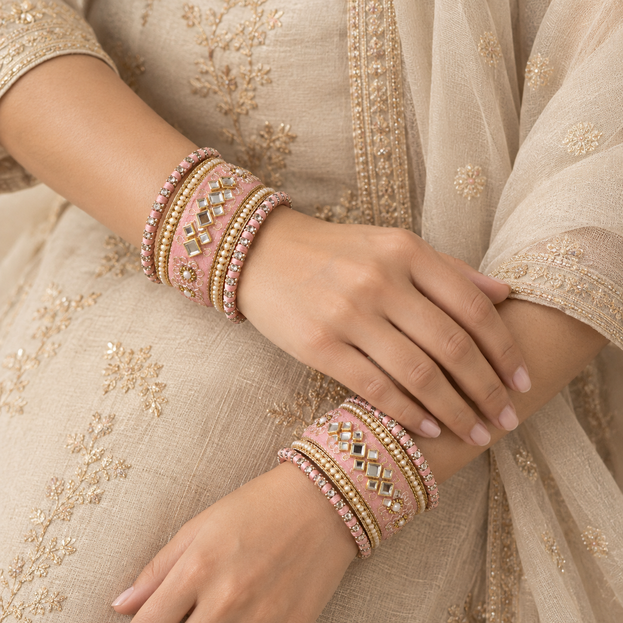 Shrikaa Velvet Bangles - Majestic - worn view 1