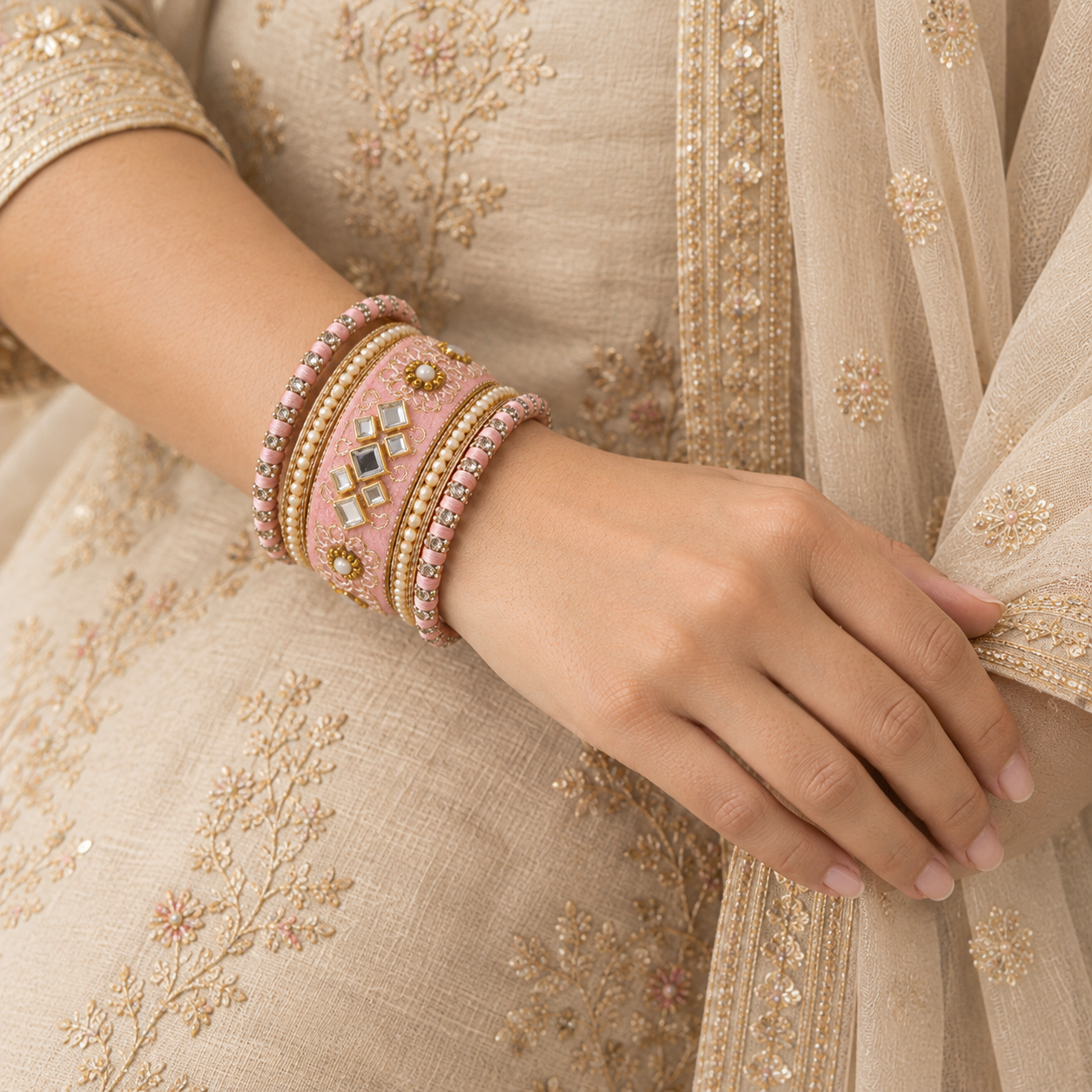 Shrikaa Velvet Bangles - Majestic - worn view 2