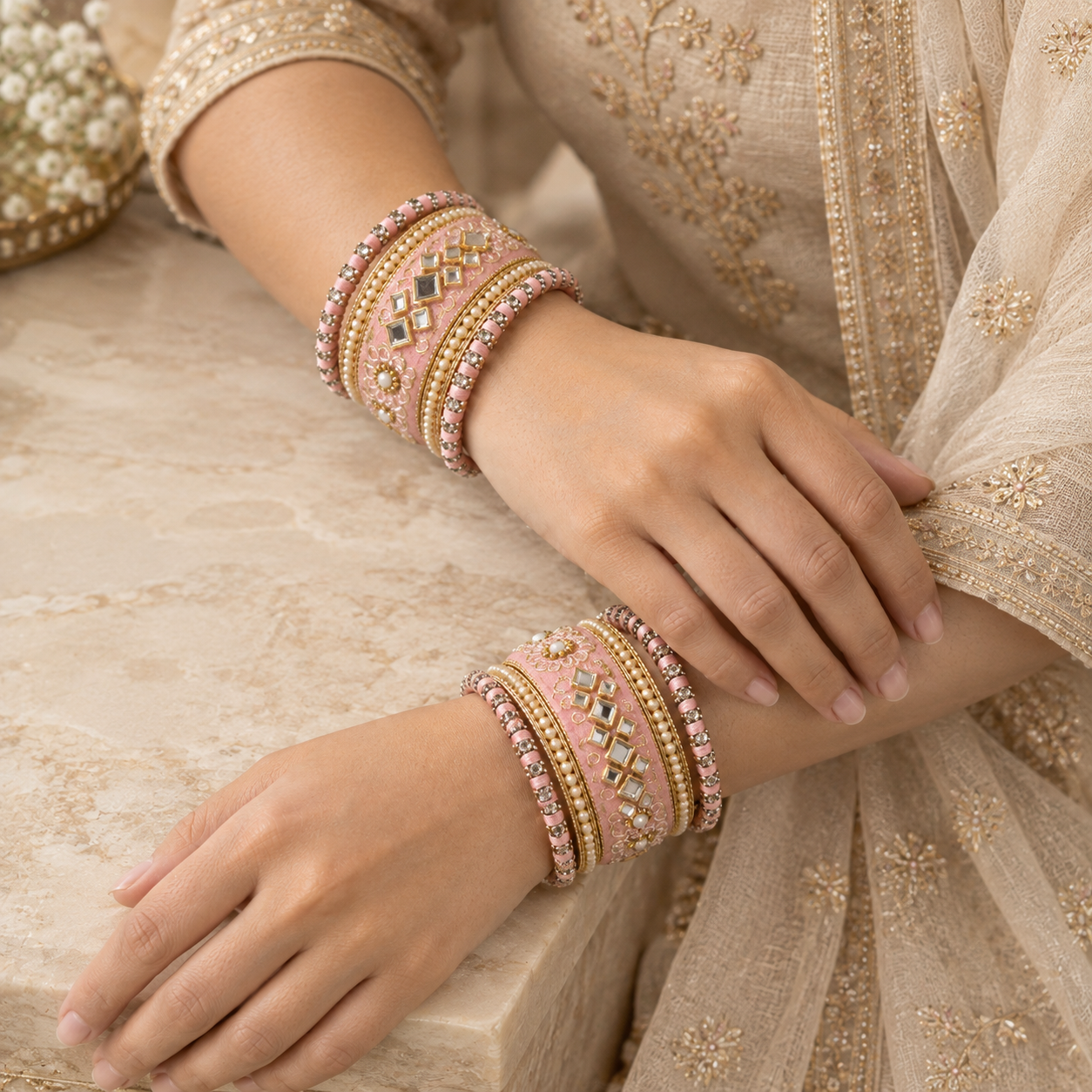 Shrikaa Velvet Bangles - Majestic - worn view 3