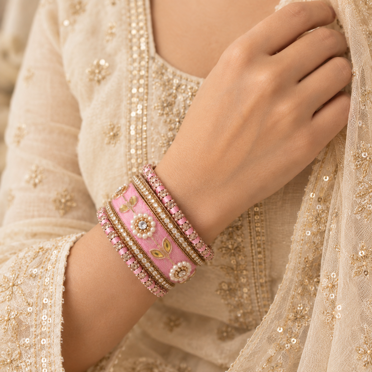 Shrikaa Velvet Bangles - Premier - worn view 2