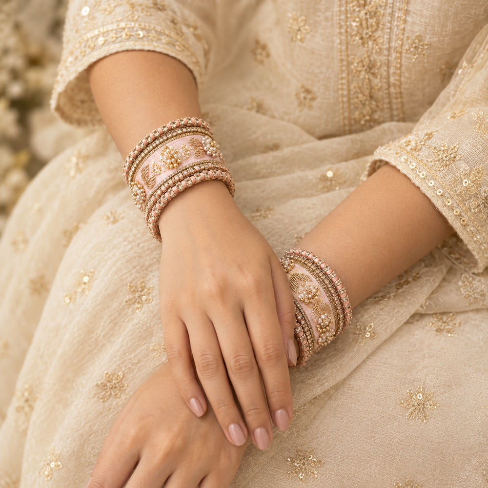 Shrikaa Velvet Bangles - Regal - worn view 1