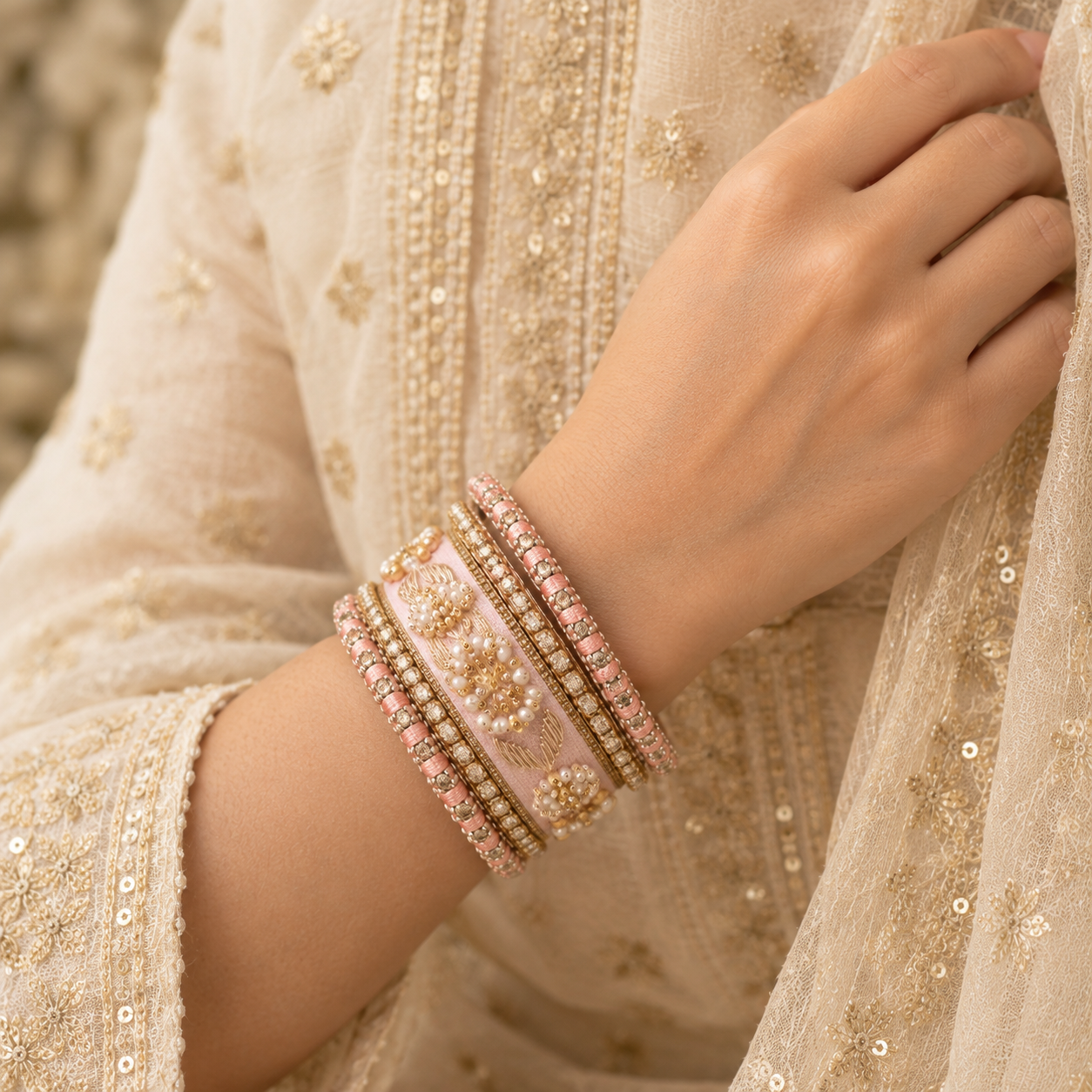 Shrikaa Velvet Bangles - Regal - worn view 2