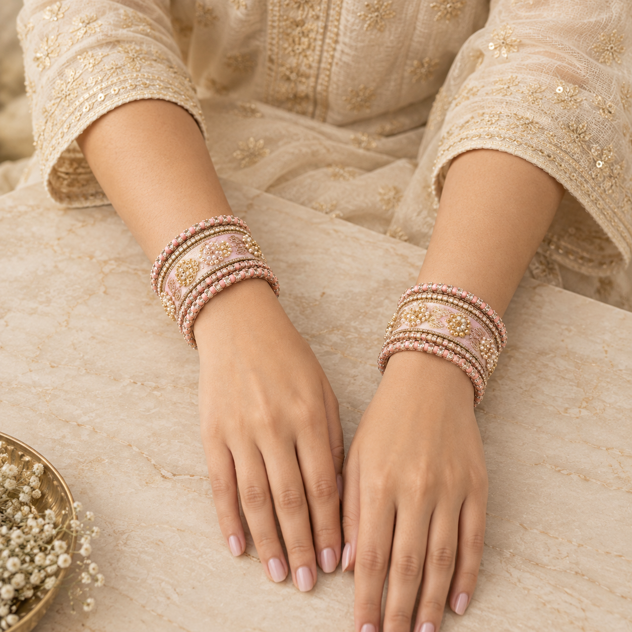 Shrikaa Velvet Bangles - Regal - worn view 3