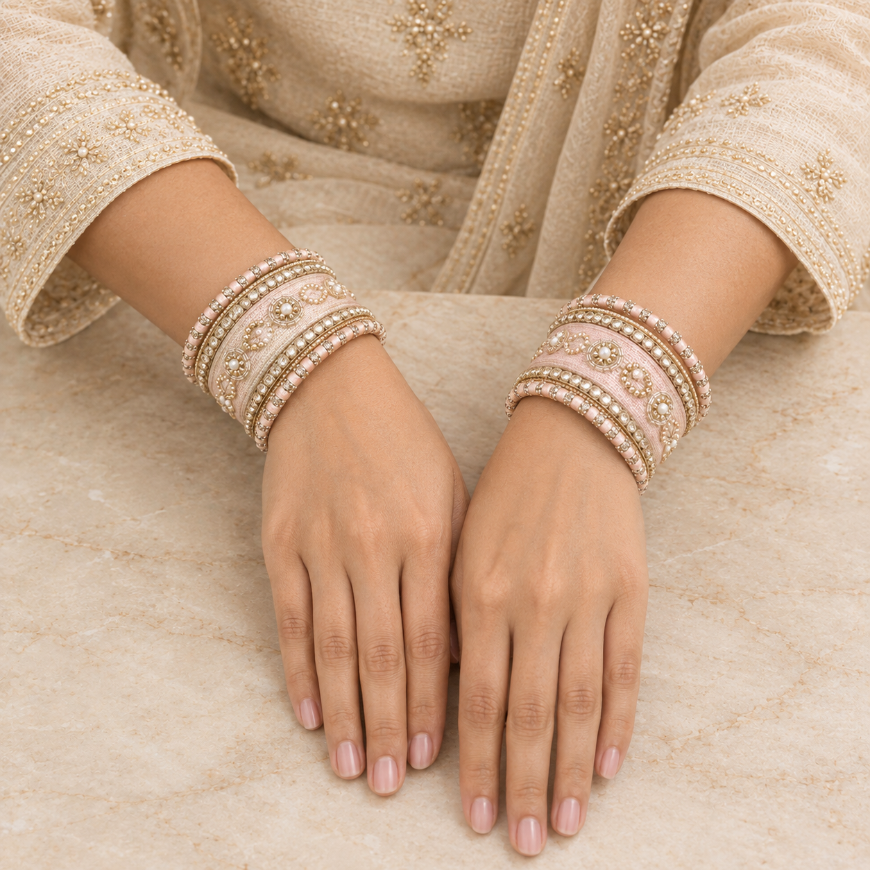 Shrikaa Velvet Bangles - Vintage - worn view 1