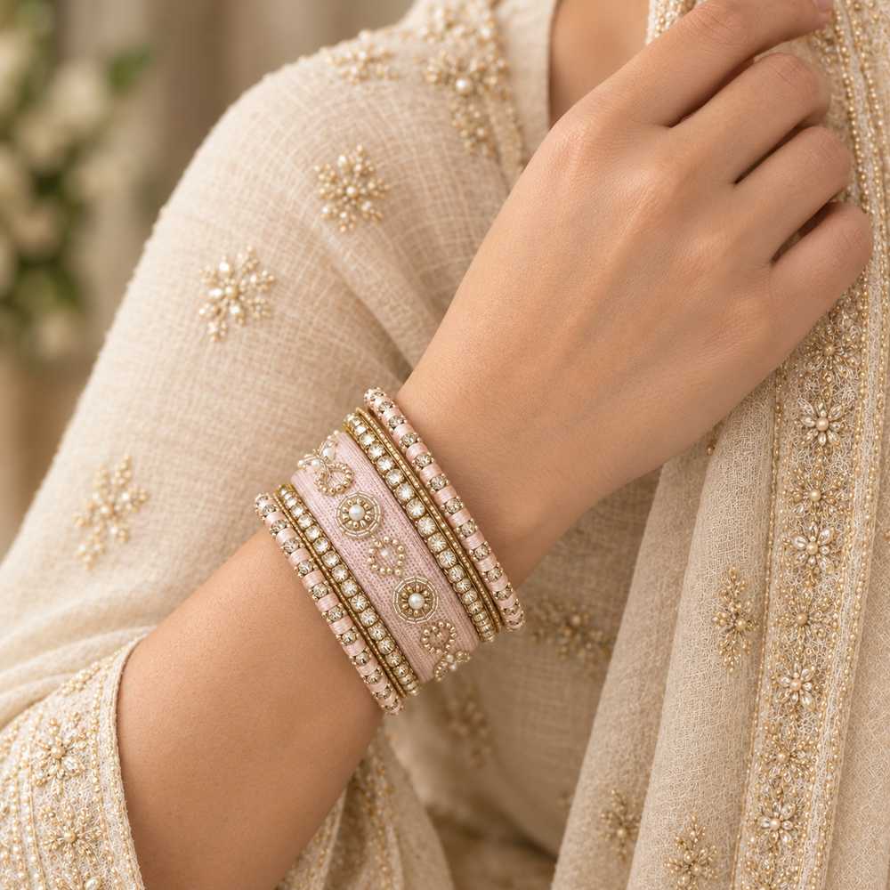 Shrikaa Velvet Bangles - Vintage - worn view 3